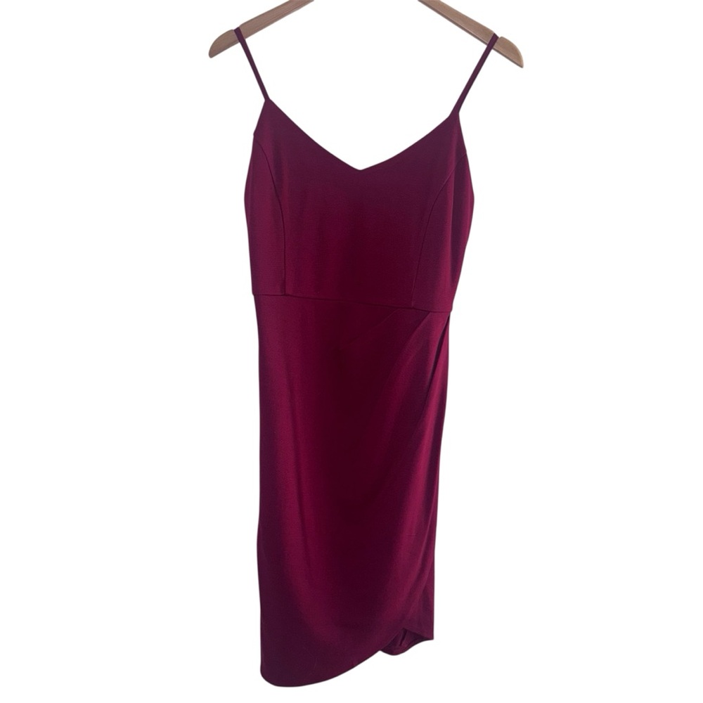 NWT Elegant Burgundy Spaghetti Strap Dress Tulip Hem - Large